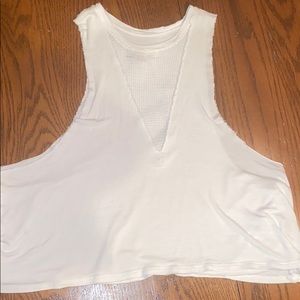 Distressed cutout white muscle tank